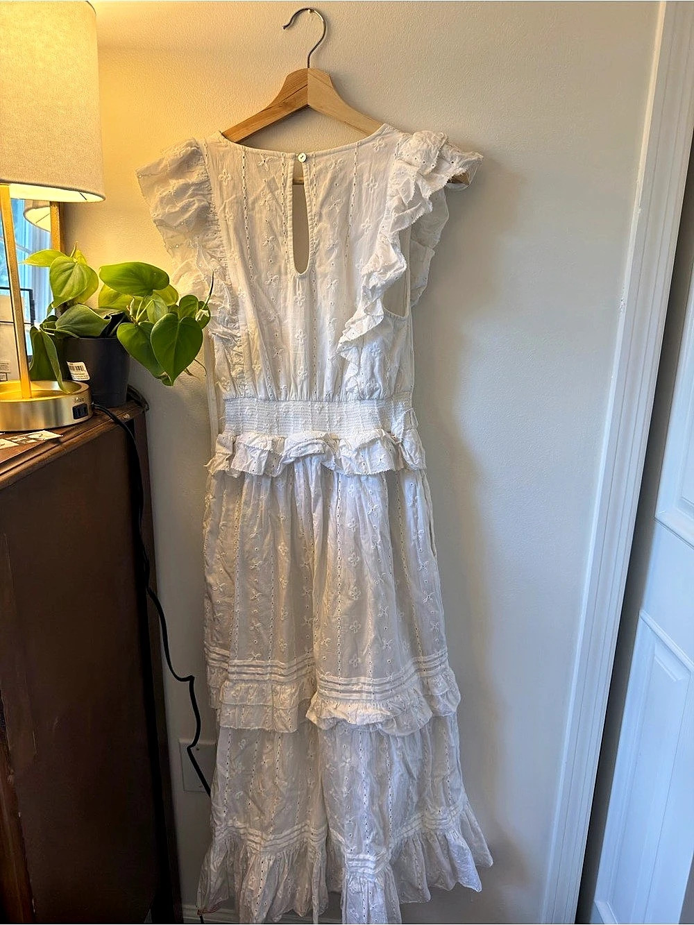 Anthropologie | Cleobella Emmy Midi Dress Embroidered Maxi Dress in White Small